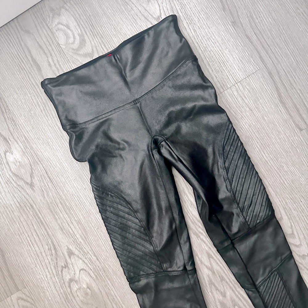 Spanx faux leather moto leggings